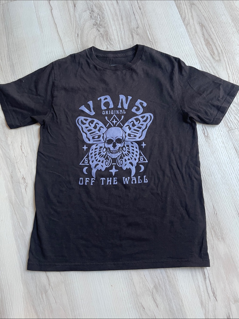 Vans Black Short-Sleeve Graphic Tee with Purple Skull Butterfly